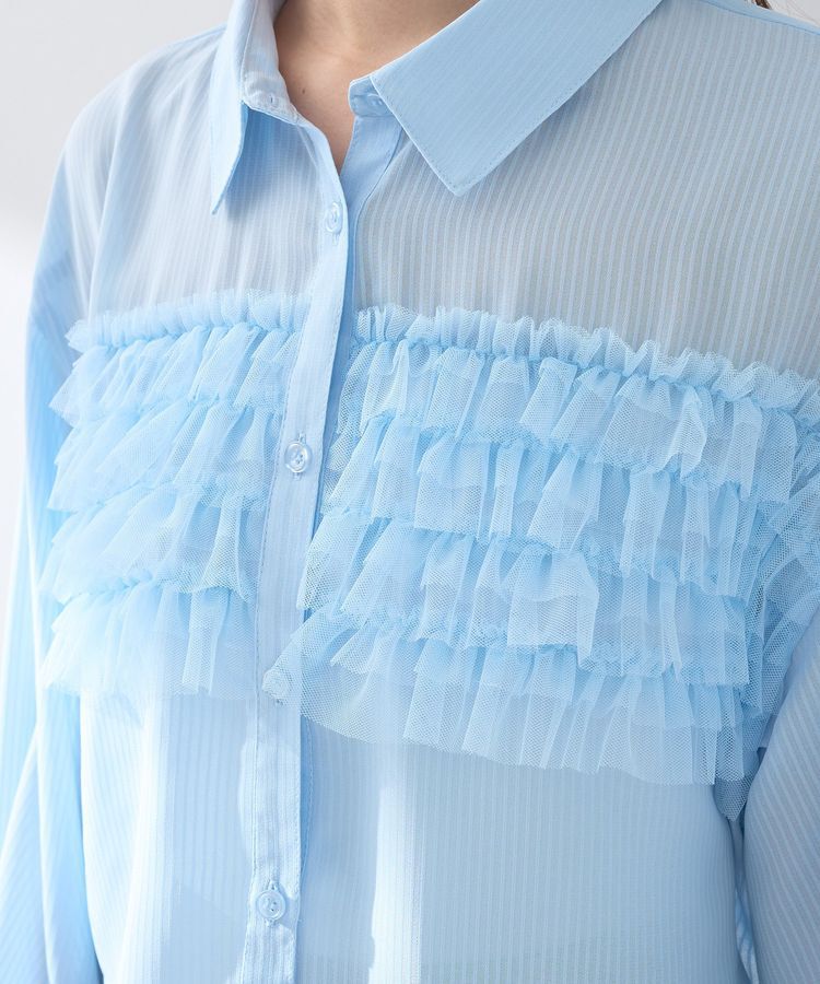 earth music&ecology「フロントチュールフリルクロップドシャツ」|シャツ・ブラウス|