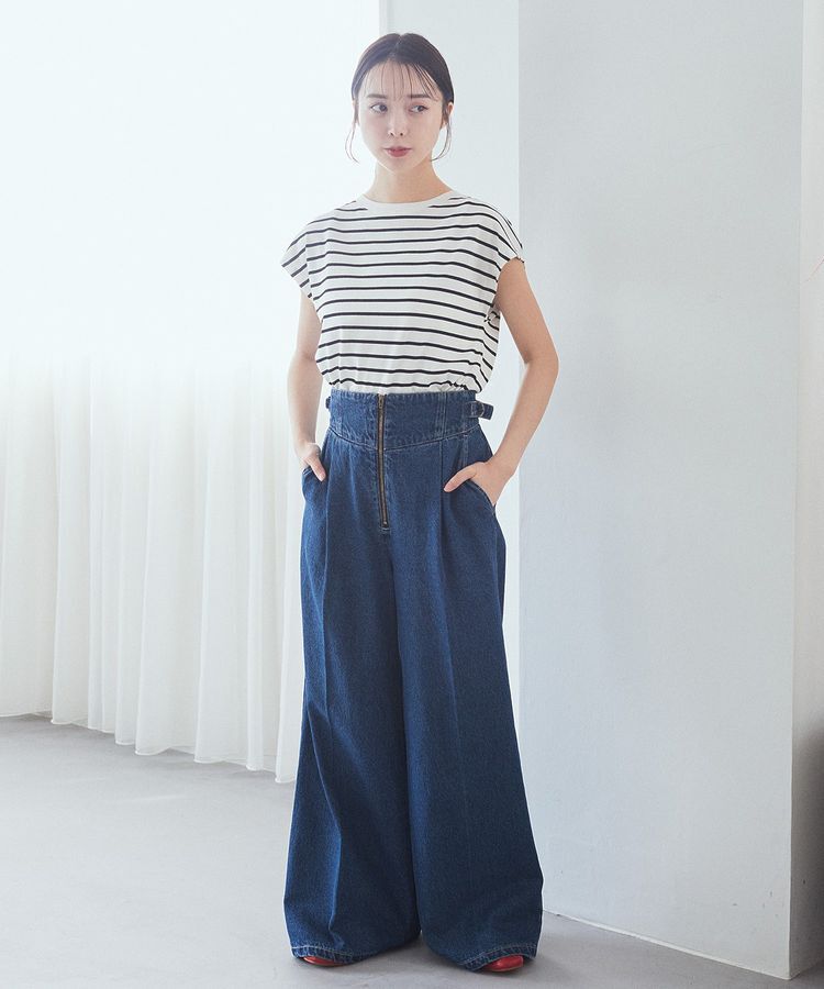 earth music&ecology「サイドベルトデニムパンツ」|デニム|