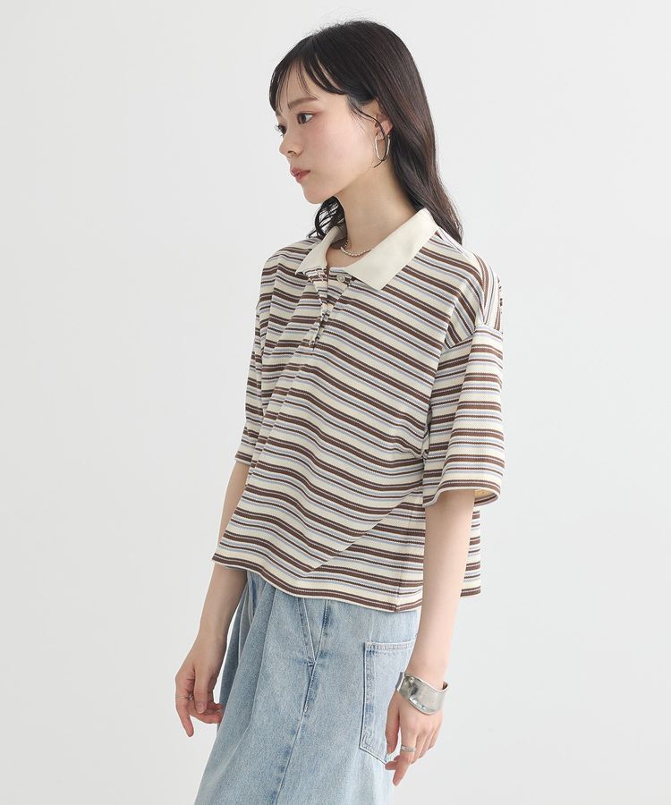 earth music&ecology「レトロボーダーポロシャツ」|Tシャツ・カットソー|