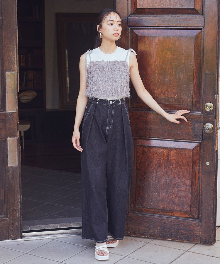 earth music&ecology「タックホックデニムパンツ」|デニム|