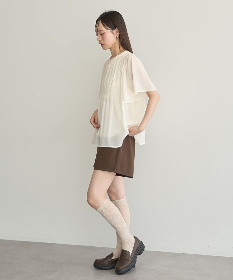 earth music&ecology「マジョリカプリーツ半袖ブラウス」|シャツ・ブラウス|