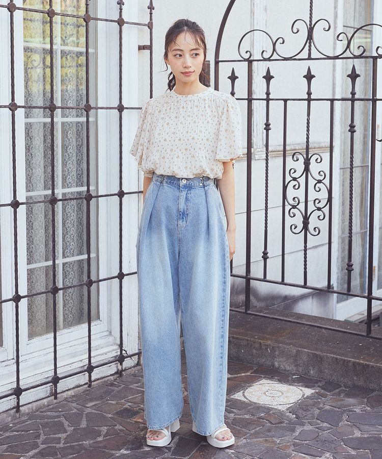 earth music&ecology「マジョリカプリーツ半袖ブラウス」|シャツ・ブラウス|