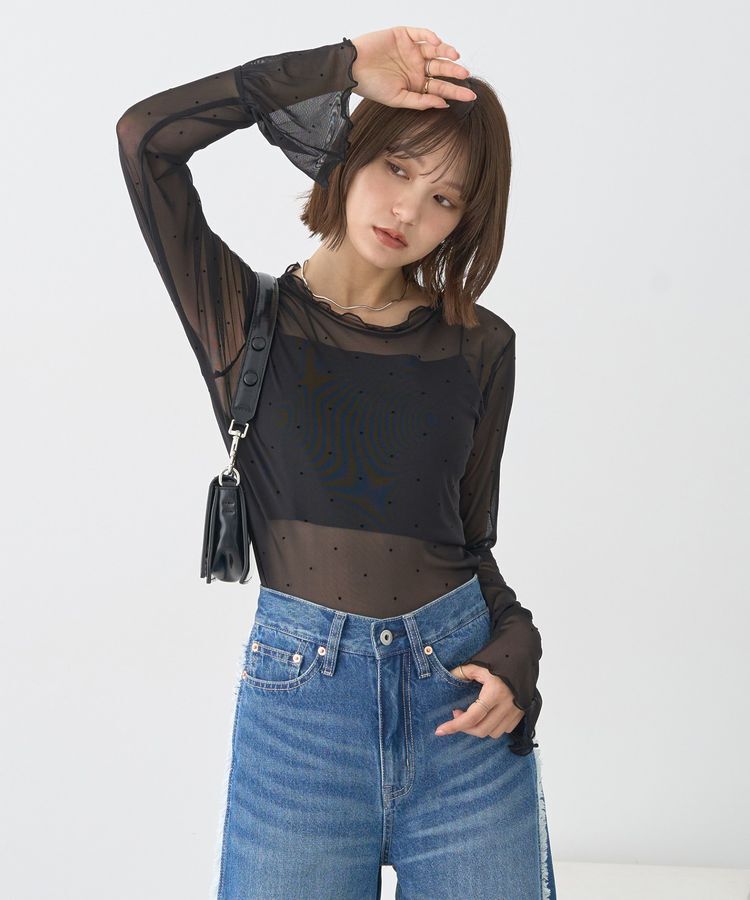 earth music&ecology「フロッキードットメロープルオーバー」|Tシャツ・カットソー|