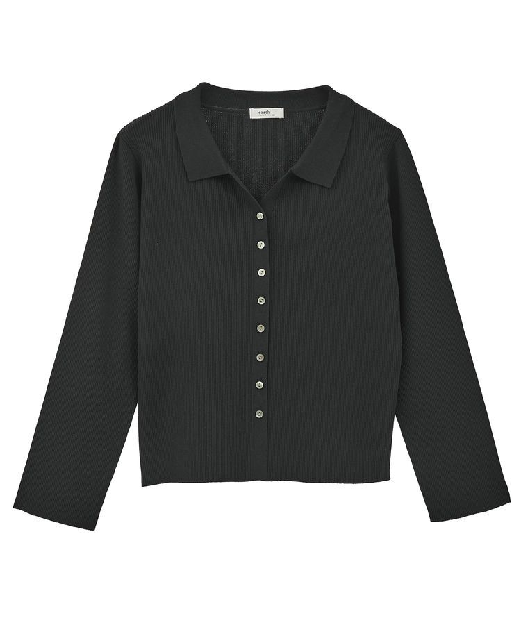 earth music&ecology「襟付きニットカーディガン」|カーディガン|