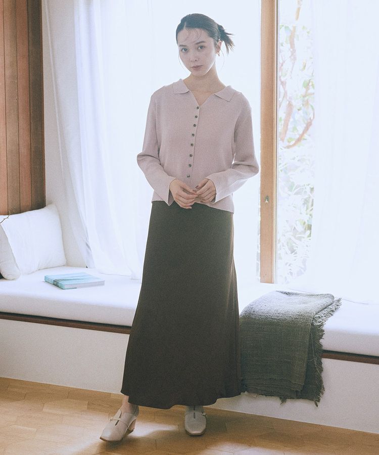 earth music&ecology「襟付きニットカーディガン」|カーディガン|