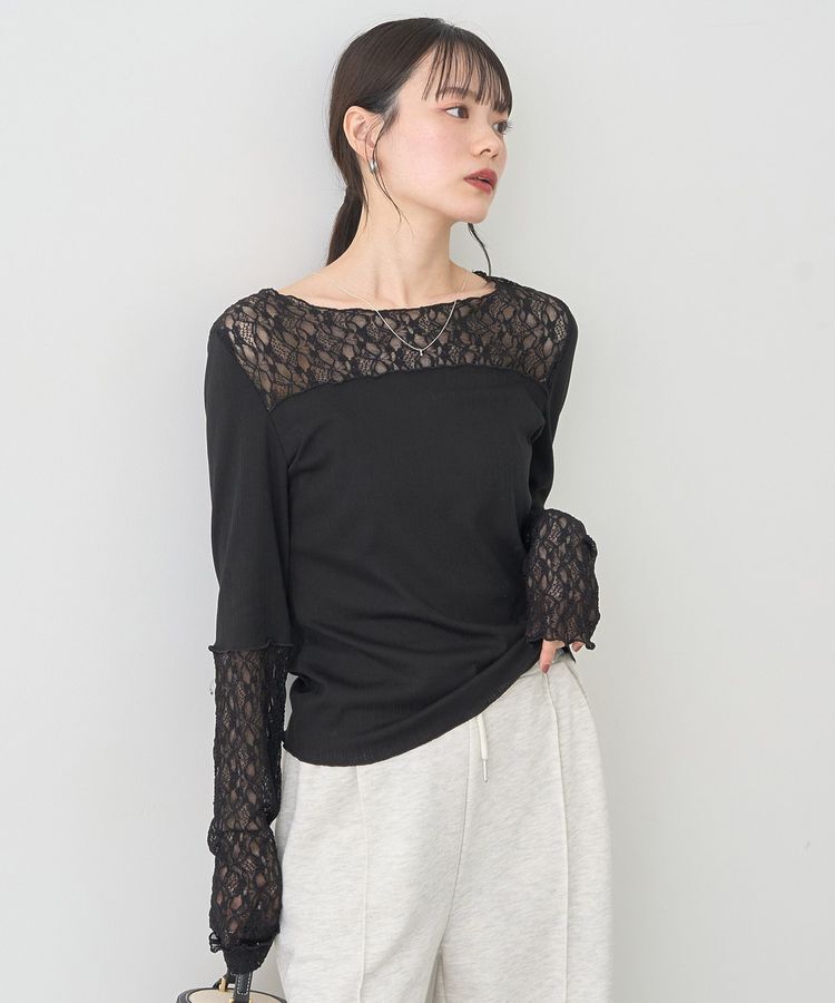 earth music&ecology「レース&times;アイレットプルオーバー」|Tシャツ・カットソー|