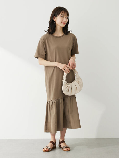 Green Parks「裾切り替えTEEワンピース」|ワンピース|ブラウン