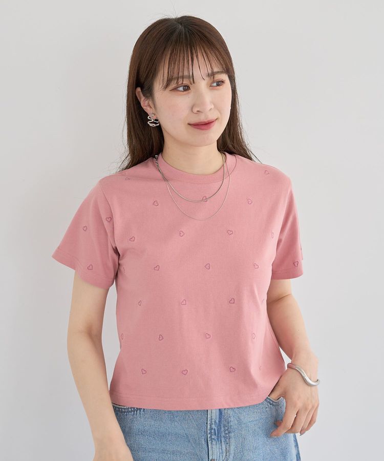 Green Parks「・DOUBLE FLAGS ハート総柄刺繍TEE」|Tシャツ・カットソー|