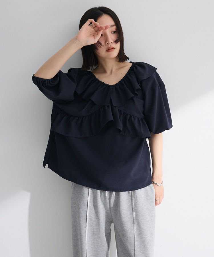 Green Parks「2way フリルショートスリーブブラウス」|シャツ・ブラウス|