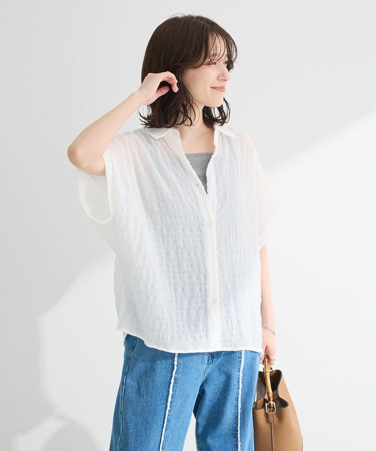Green Parks「シアーシャーリングフレンチスリーブシャツ」|シャツ・ブラウス|Off White