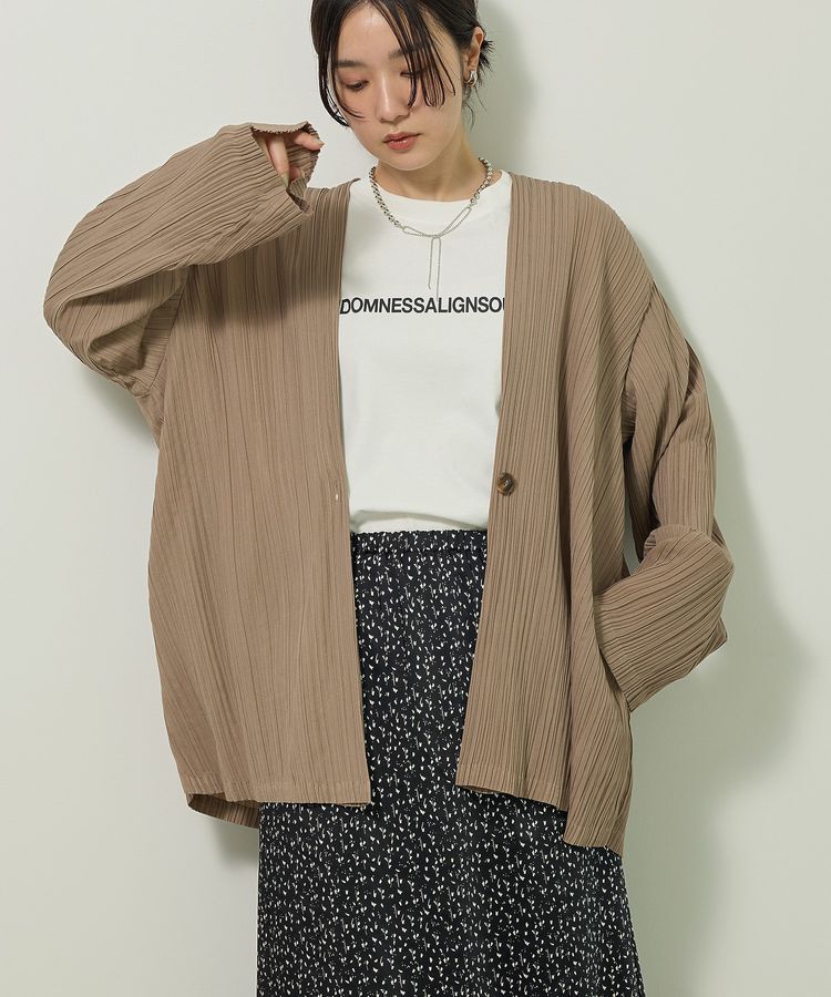 Green Parks「・ELENCARE DUE プリーツノーカラージャケット」|テーラードジャケット|