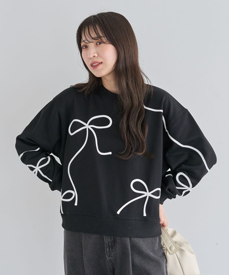 Green Parks「・swing by リボンコード刺繍スウェット」|スウェット・ジャージ|Black
