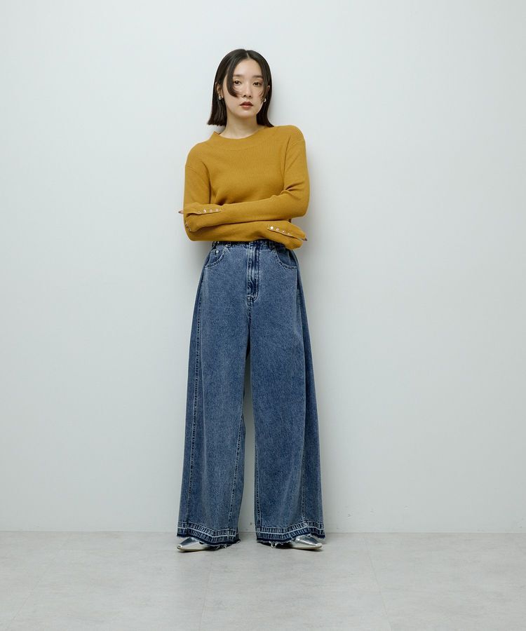 Green Parks「袖口金釦リブニットプルオーバー」|ニット・セーター|