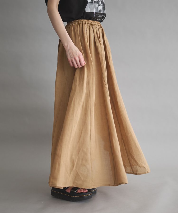 GARAGE OF GOOD CLOTHING「リネンギャザーボリュームスカート」|フレア|