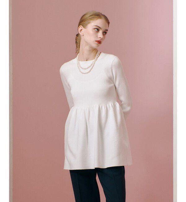 LOULOU WILLOUGHBY「【LOULOU WILLOUGHBY】ペプラムニットプルオーバー」|ニット・セーター|オフホワイト
