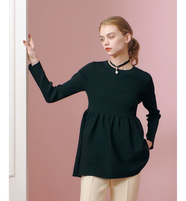 LOULOU WILLOUGHBY「【LOULOU WILLOUGHBY】ペプラムニットプルオーバー」|ニット・セーター|ブラック