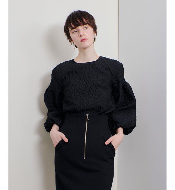 allureville「フクレジャガードブラウス」|シャツ・ブラウス|ブラック