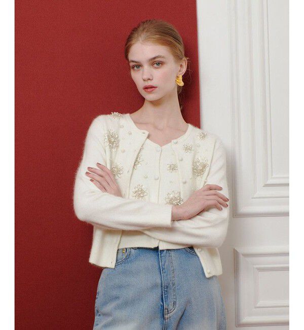 LOULOU WILLOUGHBY「【LOULOU WILLOUGHBY】ビーズフラワーカーディガン」|カーディガン|