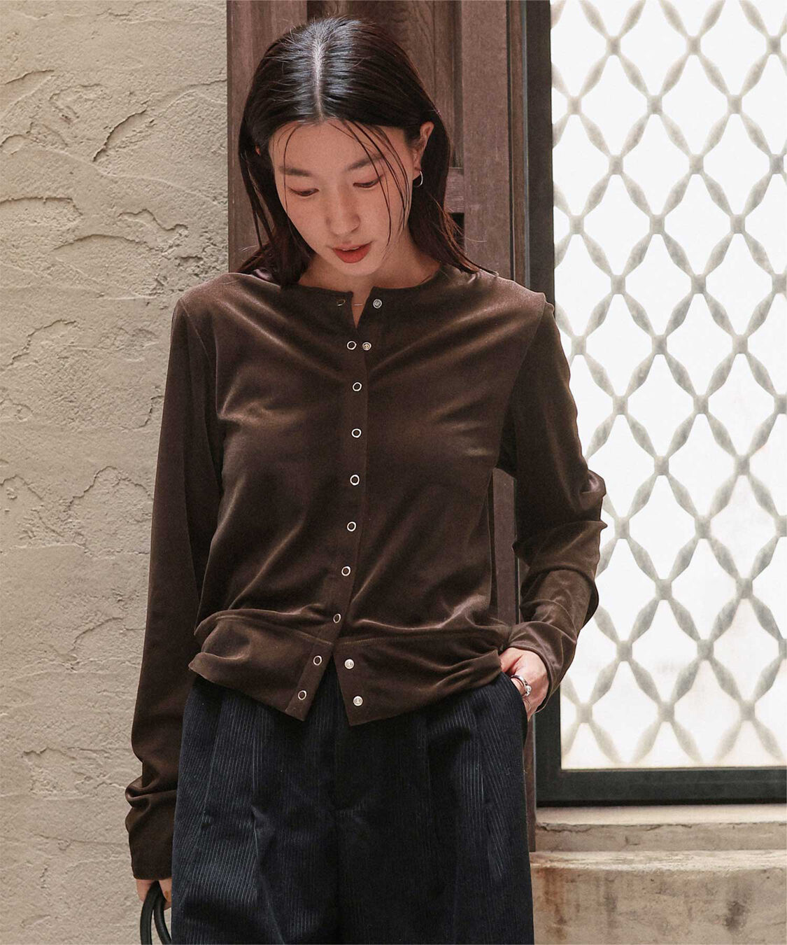 titivate「シアーベロアカーディガン」|カーディガン|