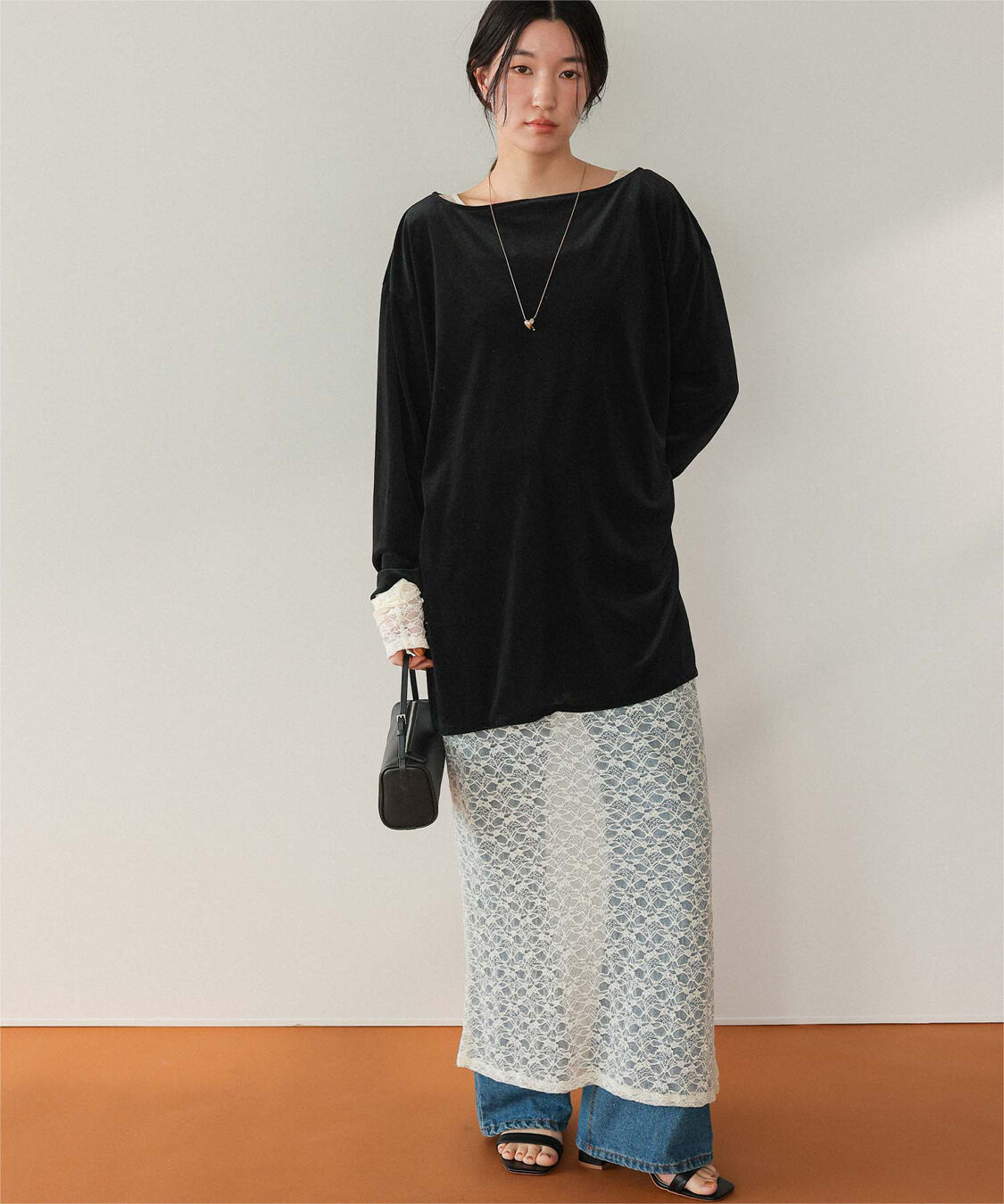 titivate「シアーベロアオーバーサイズロングTシャツ」|Tシャツ・カットソー|