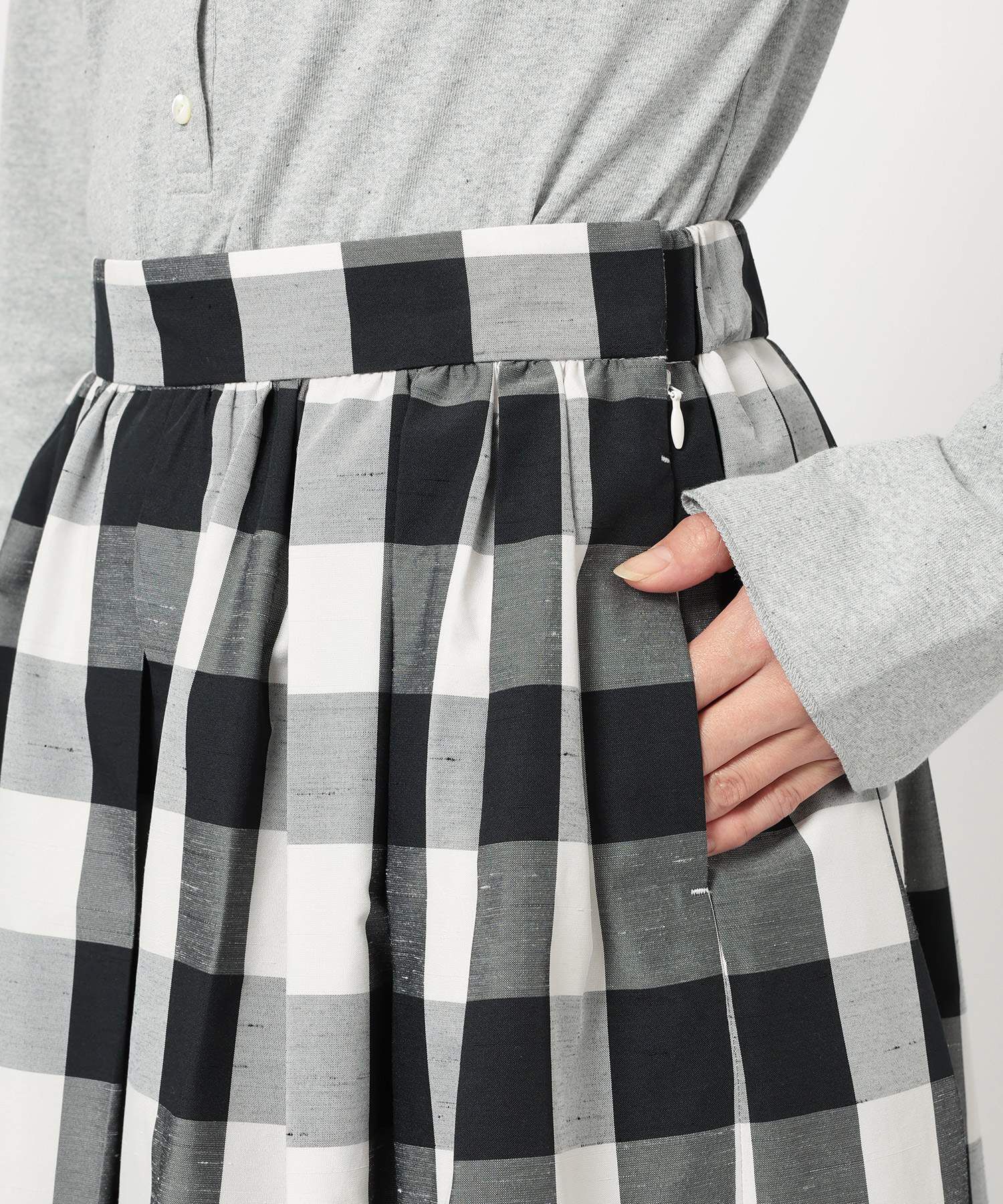 BABYLONE「チェックシャンタンスカート」|スカート|