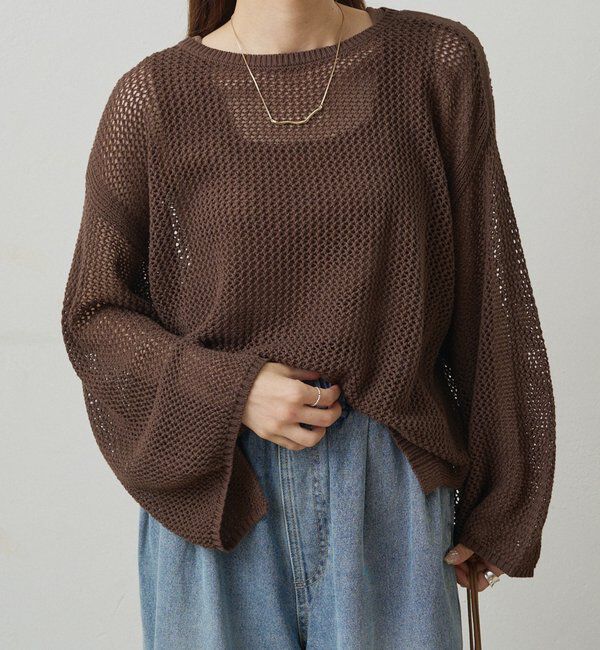  「ワイドスリーブメッシュニット」|ニット・セーター|