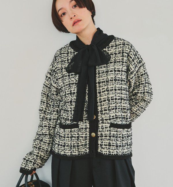  「ツィードライクニットカーディガン」|ニット・セーター|