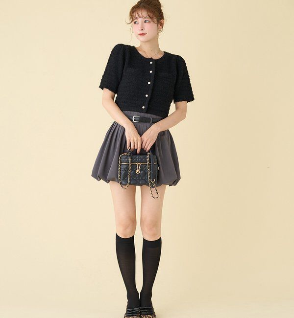  「ベルト付きプリーツバルーンミニスカート」|スカート|