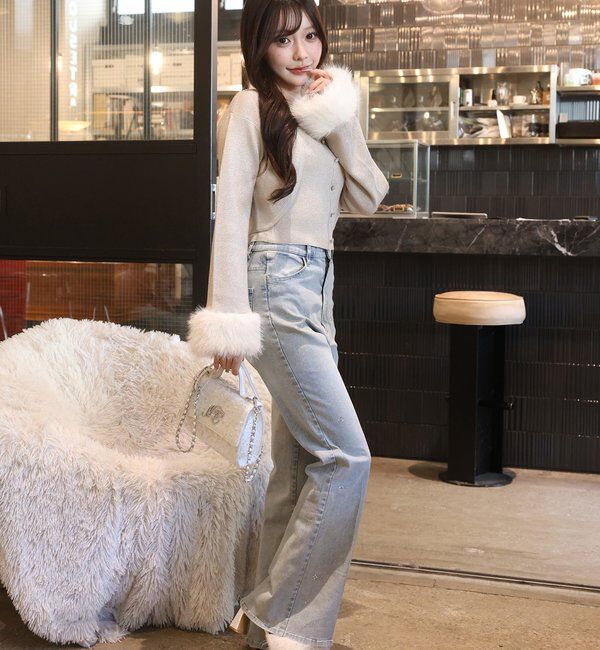  「【Twinkle Collection】袖ファーボレロ+キラキラビスチェSET」|ニット・セーター|