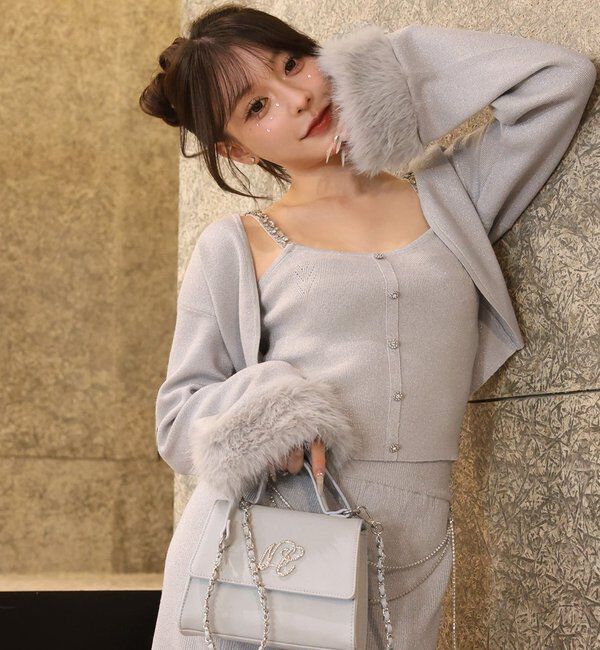  「【Twinkle Collection】袖ファーボレロ+キラキラビスチェSET」|ニット・セーター|
