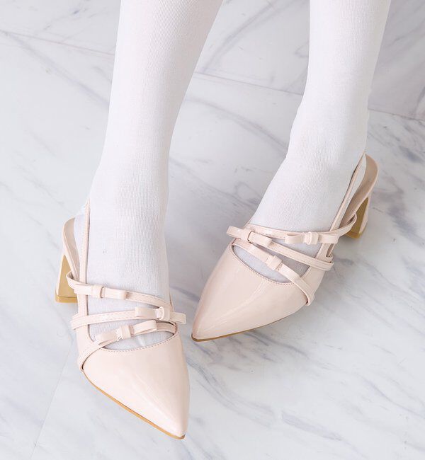  「リボンヒールミュール」|その他|ピンク