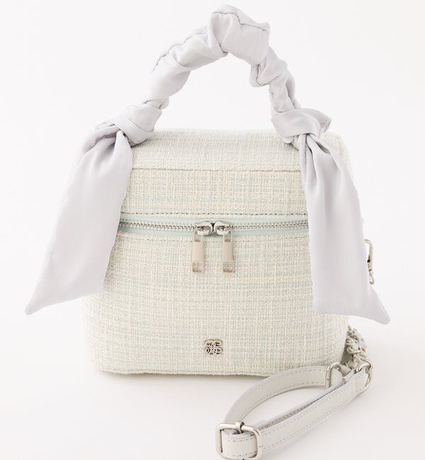  「ギャザーハンドルツイードバニティバッグ」|ショルダー・メッセンジャー|サックスブルー