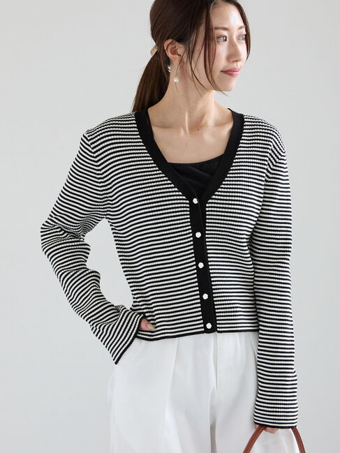 Te chichi「リブVネックカーディガン《2025spring catalog item》」|カーディガン|ブラック