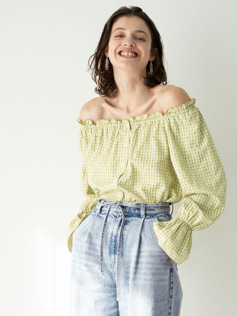 Te chichi TERRASSE「チェックスクエアネック2WAYブラウス《2025spring catalog item》」|シャツ・ブラウス|