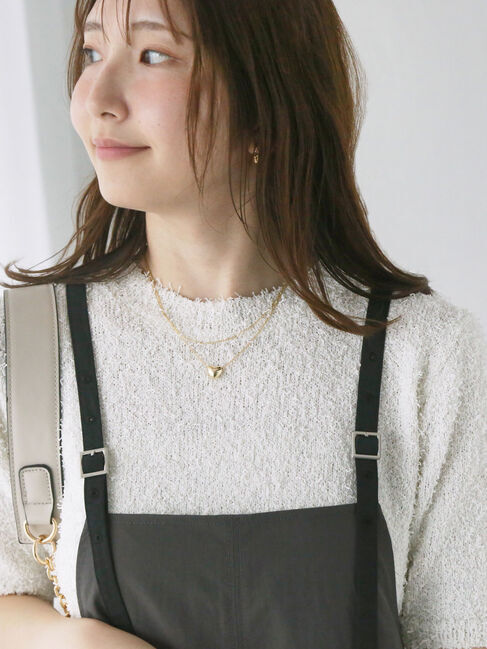 Te chichi TERRASSE「ラメヒゲヤーンハーフスリーブニット」|ニット・セーター|オフホワイト