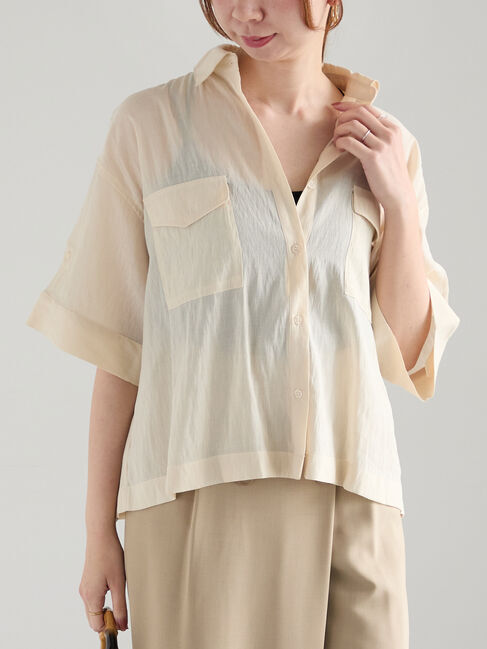 Te chichi「ハーフスリーブWポケットシアーシャツ」|シャツ・ブラウス|