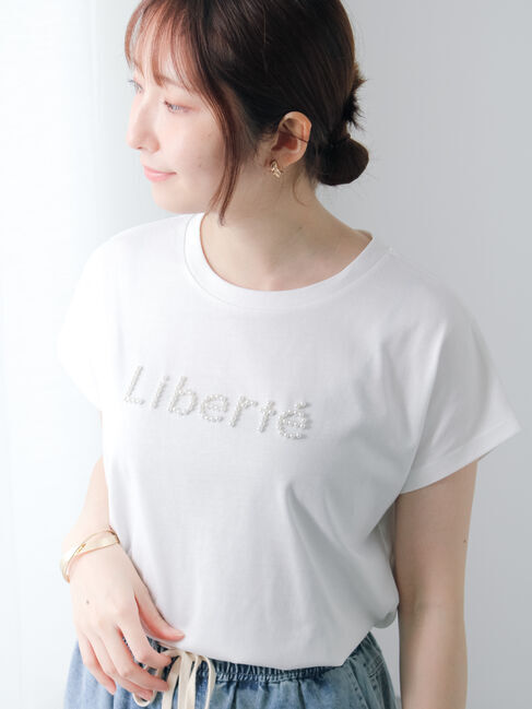 Te chichi TERRASSE「【接触冷感】パールロゴフレンチ袖Tシャツ」|Tシャツ・カットソー|