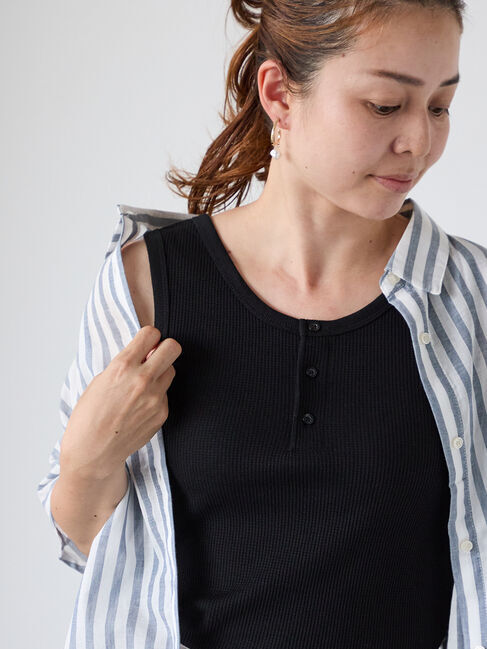 Lugnoncure「ワッフルヘンリータンクトップ」|タンクトップ|ブラック