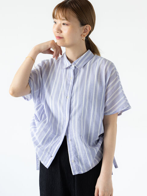 Lugnoncure「無地/柄アソートサイドドロストシャツ」|シャツ・ブラウス|ブルー