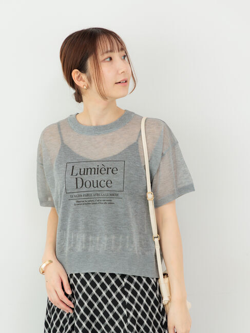 Te chichi TERRASSE「シアーロゴトップス」|ニット・セーター|グレー