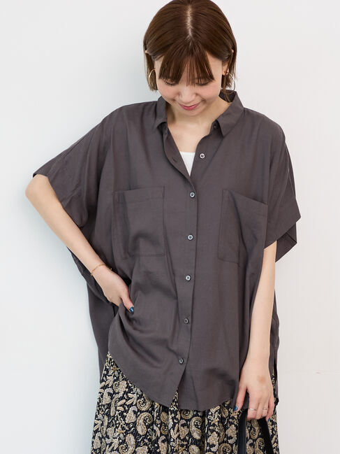 Lugnoncure「レーヨン麻シャツ(セットアップ可)」|シャツ・ブラウス|チャコールグレー