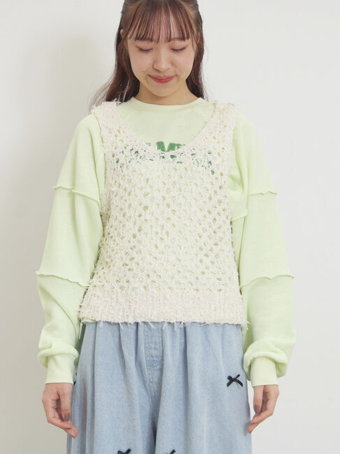 Samansa Mos2「透かし柄ニットビスチェ」|ダウンベスト・ベスト|