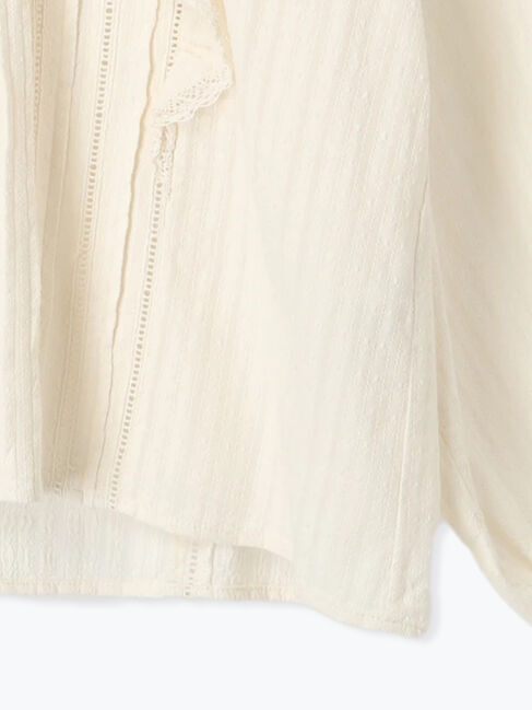 Samansa Mos2「ドビーストライプレースフリルブラウス」|シャツ・ブラウス|