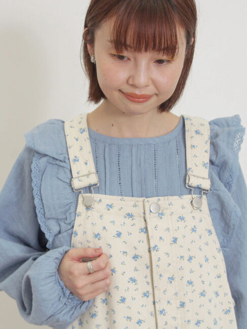 Samansa Mos2「ドビーストライプレースフリルブラウス」|シャツ・ブラウス|