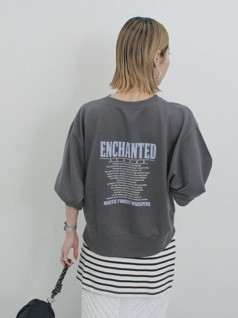 Samansa Mos2 blue「ミニ裏毛アソートプリントプルオーバー」|Tシャツ・カットソー|