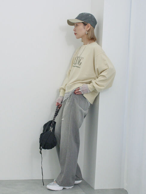 Samansa Mos2 blue「ミニ裏毛アソートプリントプルオーバー」|Tシャツ・カットソー|