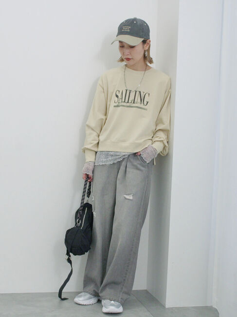 Samansa Mos2 blue「ミニ裏毛アソートプリントプルオーバー」|Tシャツ・カットソー|