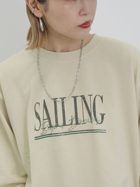 Samansa Mos2 blue「ミニ裏毛アソートプリントプルオーバー」|Tシャツ・カットソー|