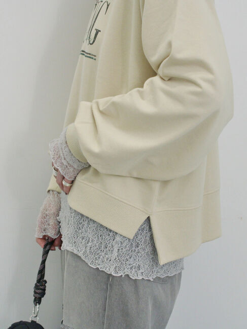 Samansa Mos2 blue「ミニ裏毛アソートプリントプルオーバー」|Tシャツ・カットソー|