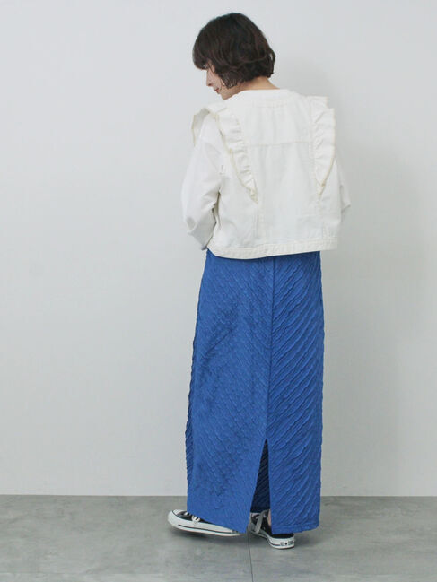 Samansa Mos2 blue「バイアスフリルカットスカート」|スカート|